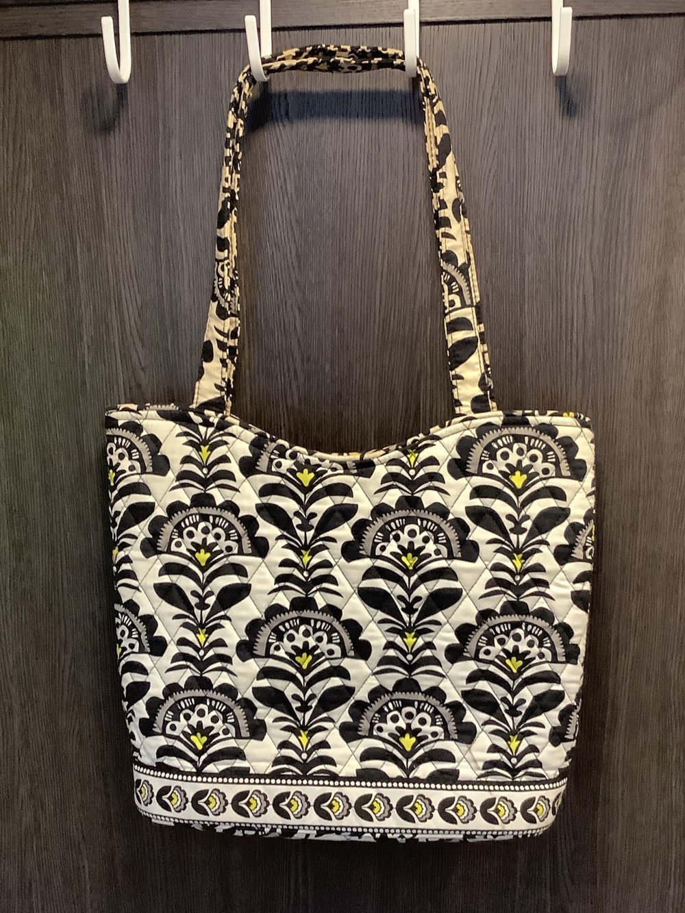 Vera Bradley cream with black and yellow floral design bag